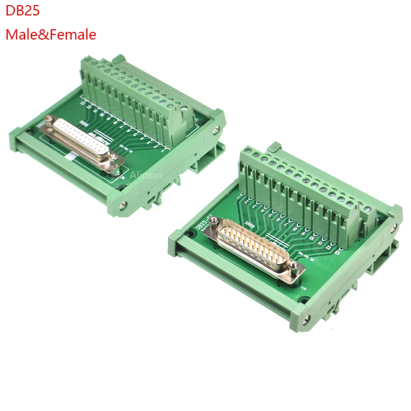 1 sztuk DB25 męskie/gniazdo żeńskie do adaptera listwy zaciskowej płytka drukowana D-SUB 25pin złącze konwerter montaż na szynie Din