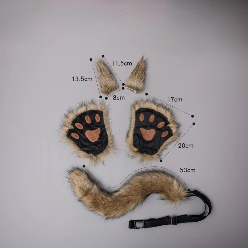 Faux Ears and Tail Set Lolita Headpiece Costume Cosplay for Carnival Animal Themed Party Mardi Gras Dress Up Graduation Ceremony