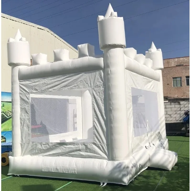 12FT All White Inflatable Bounce House, Commercial Jumping Bouncy Castle Indoor Outdoor for Birthday Wedding Party Rental