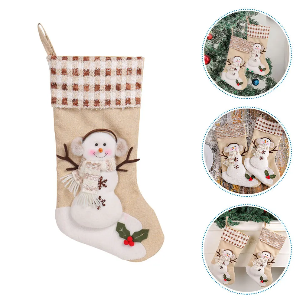 

Christmas Stocking Fabric Material Large Capacity Xmas Tree Hanging Holiday Decor Party Ornament Christmas Stockings