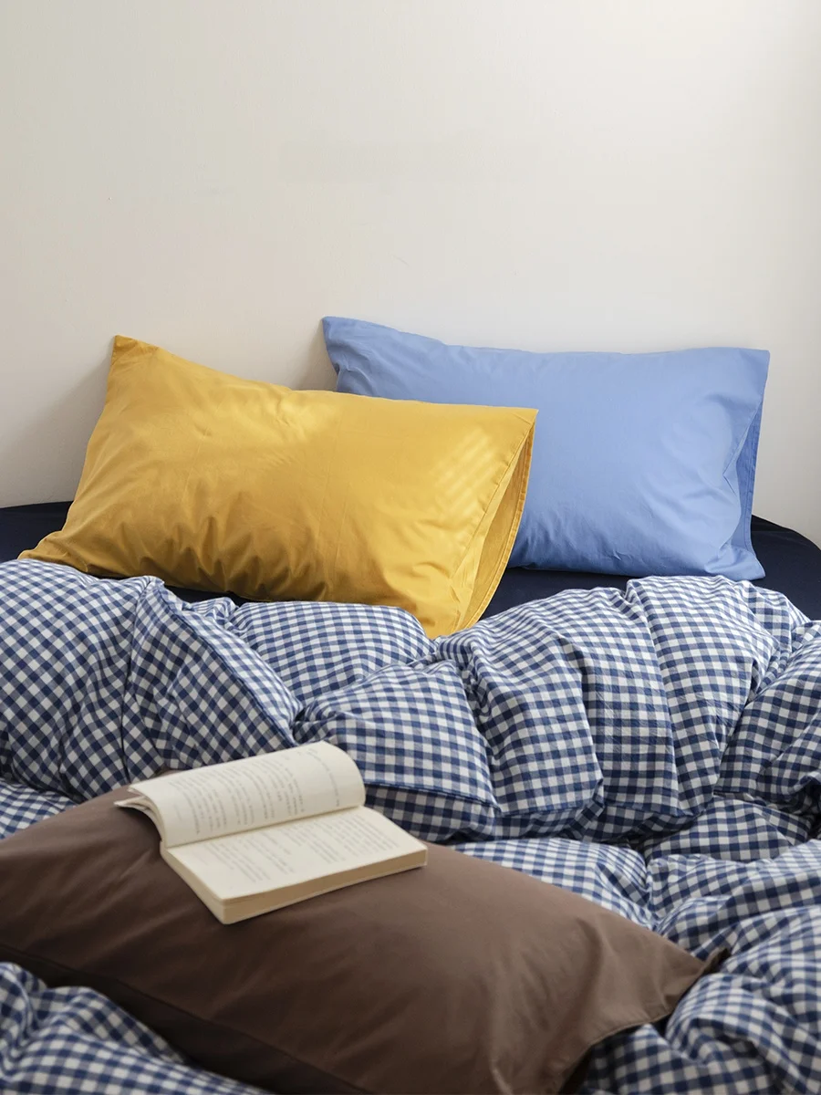 

Комплект постельного белья из хлопка разных цветов, однотонная хлопковая ткань, цветной тканый узор, комплект из трех предметов, балдахин из чистого хлопка