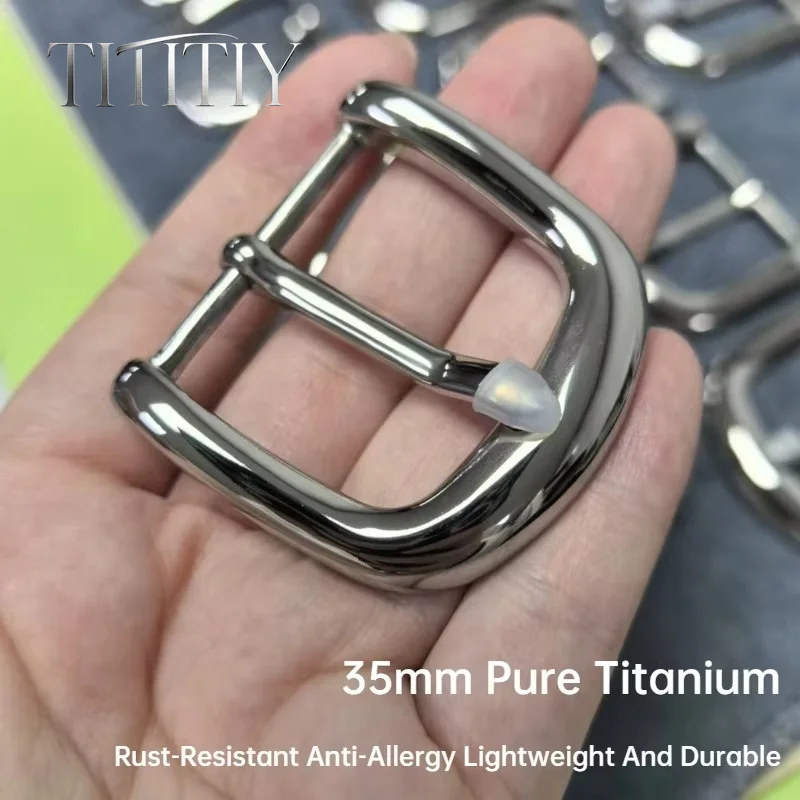 35mm Pure Titanium Belt Buckle for Men, Ultra Light Pin Buckle, Rustproof Hypoallergenic Business Casual Versatile Men