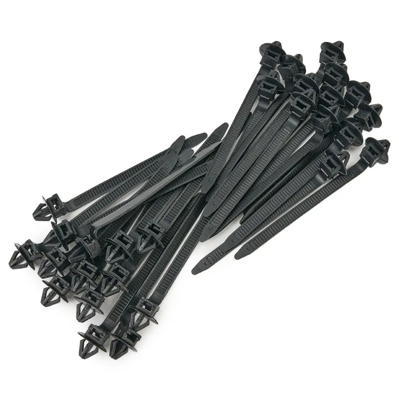 10/20/50x Car Nylon Black Cable Ties Push Mount Wire Harness Fastener Cable Clamp Clips Ties Management Car Wire Organizers