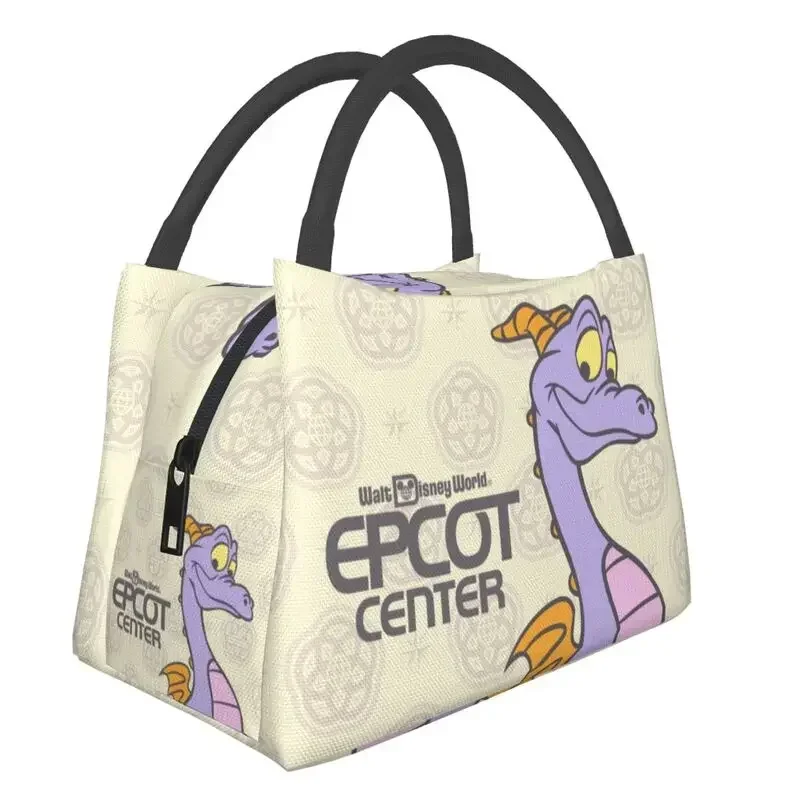 Cartoon Purple Dragon Figment Insulated Lunch Tote Bag for Women Dinosaur Epcot Center Cooler Thermal Food Lunch Box Work Travel