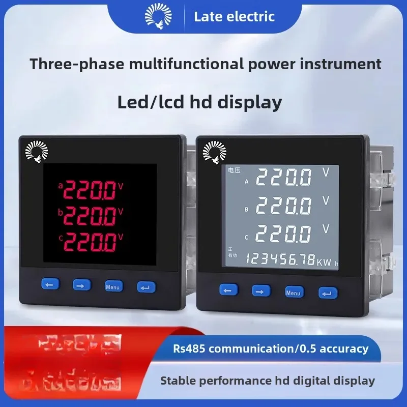 

Smart Three-Phase Multifunctional Power Meter Displaying Current Voltage Power Frequency Energy