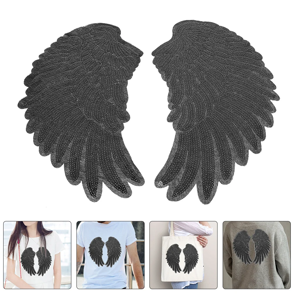 

2Pcs Sequin Angel Wing Sewing Applique Patches DIY Clothes Repair Patch Decorations for Jackets Jeans Bags Costume