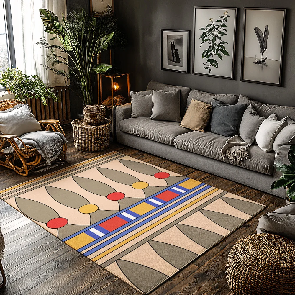 

Modern Abstract Area Rug Geometric Pattern Non-Slip Floor Mat Living Room Bedroom Home Decor Stylish Accent Rug Unique Design Ho