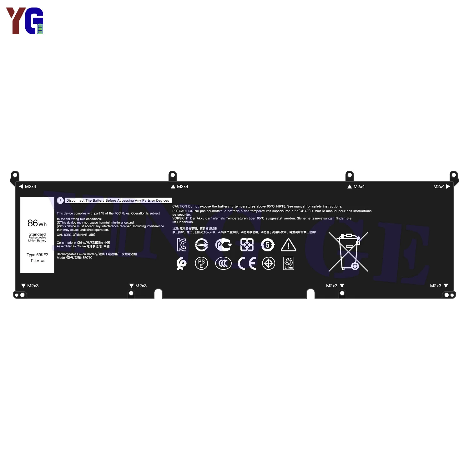 69KF2 86WH 7544mAh Battery for DELL XPS 15 9500 9510 9520 9530 Precision 5550 5560 G15 5511 5520 5515 5521 G7 15 7500 P91F P87F