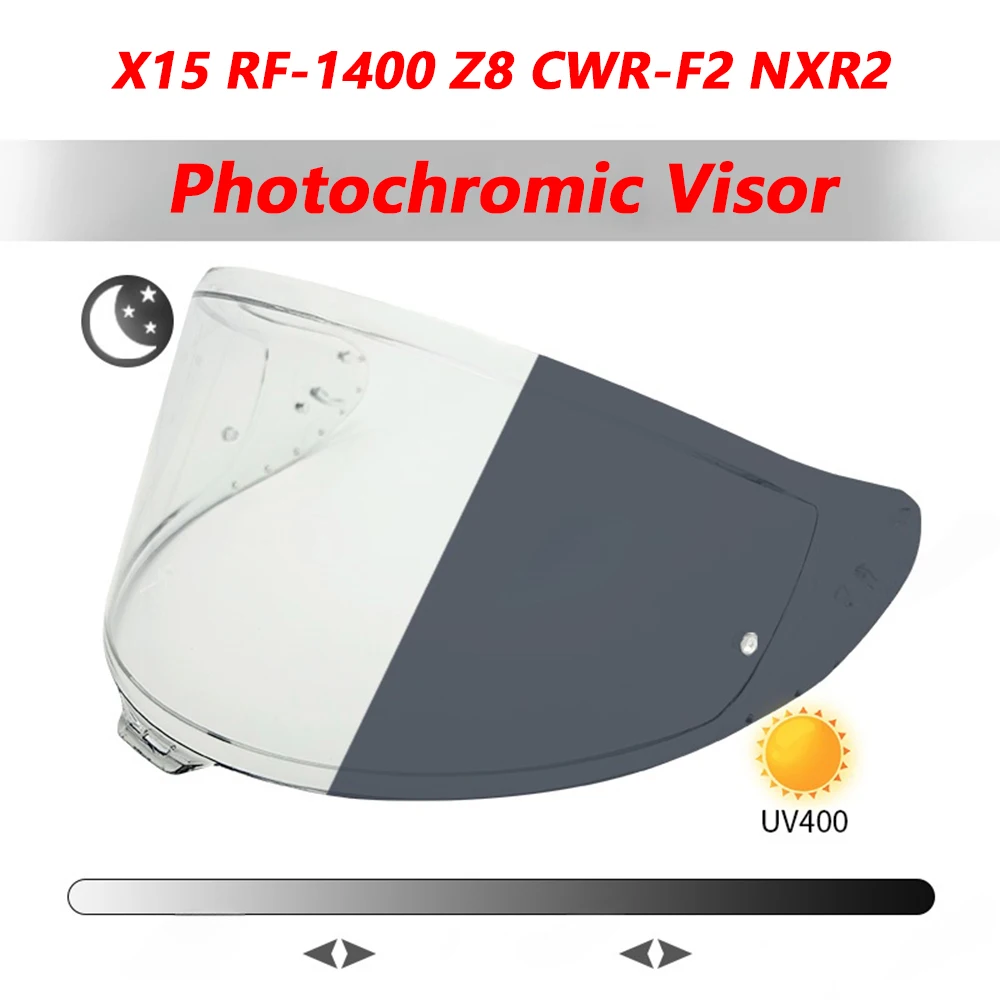 

Helmet Photochromic Visor Lenses which Automatically Darkens Clears lens Shield Fit for Shoei X15 RF-1400 Z8 Z-8 CWR-F2 NXR2