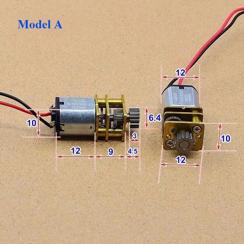 Micro N10 Full Metal Gearbox Gear Motor Gear Reducer Motor D-shaft DC 3V-6V Slow Speed for Robot Car Electric Lock