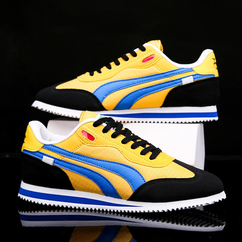 Spring New 2023 Fashion Yellow Low Casual Sneakers Men Comfortable Flats Outdoor Sport Shoes Trainers Mens Sneakers Basket Homme