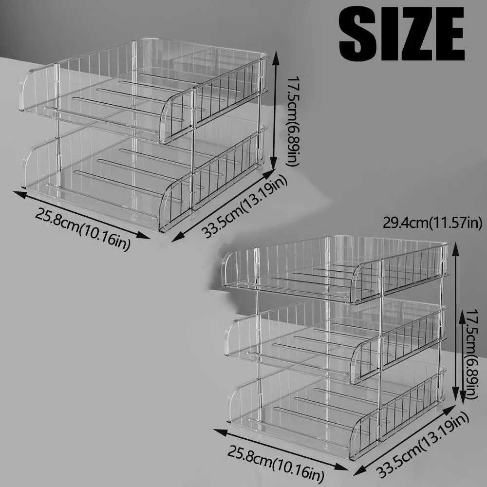 

2/3 Tier Clear Desktop Organizer Space Saving Durable A4 File Storage Tray Plastic Sturdy File Paper Holder Classroom