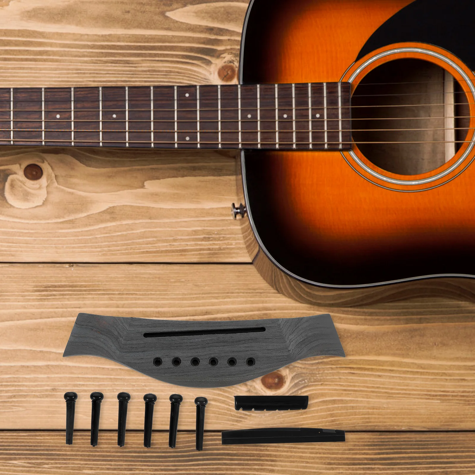 

Guitar Bridge Saddle Nut Repair Kit R om Color Parts Accessories Set Durable Plastic Wood Material Replacement Pin Saddle Nut