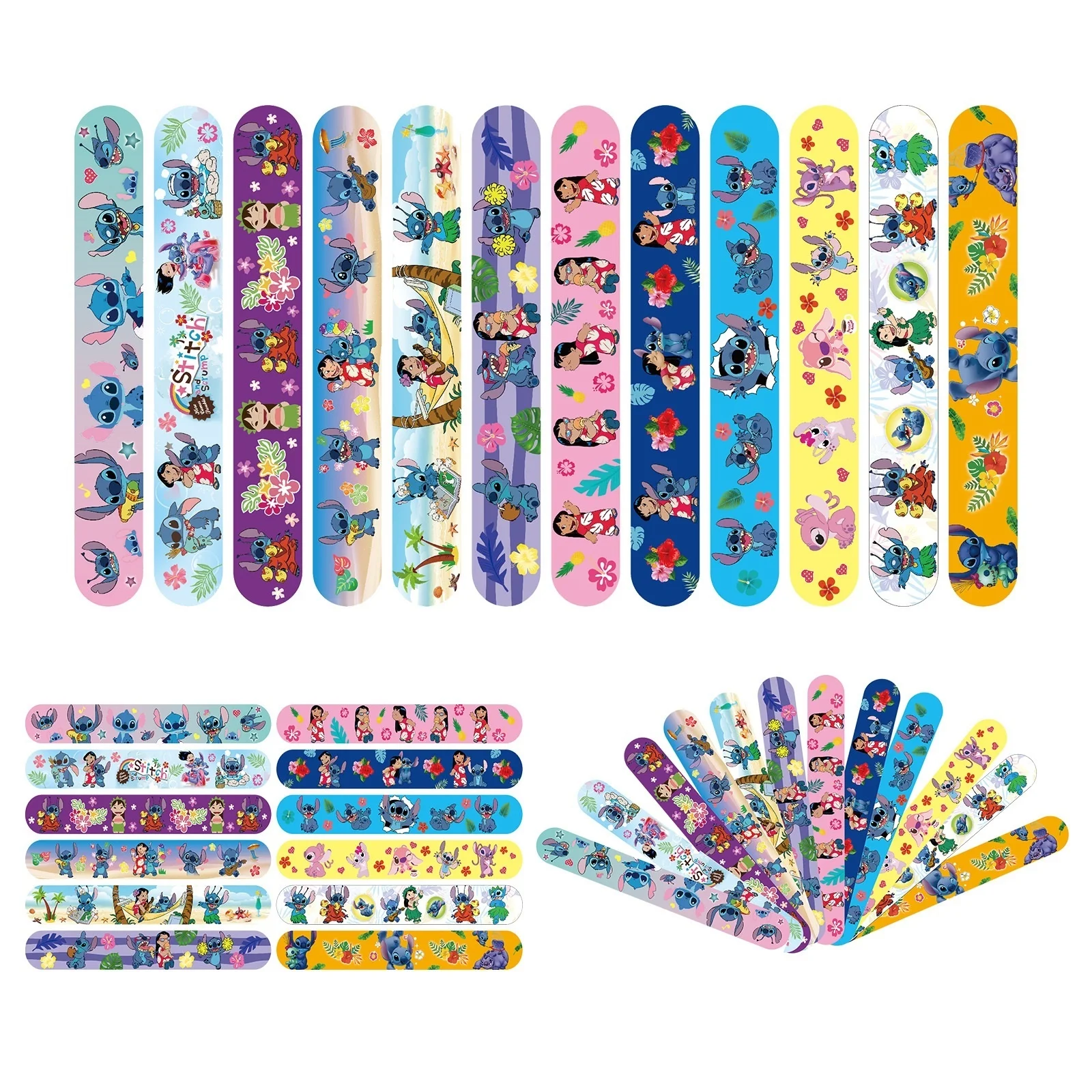 48-72pcs Disney Stitch Anime Figure bracciale per bambini Cartoon Pat the Circle Boy Girls bracciale Toys kids Baby Birthday Gift