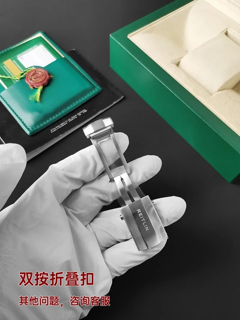 FUYIJIA الرجال مخصص B-reitling أ 17376211   أربطة الساعات الأصلية 22 مم × 18 مم حزام مطاطي 316L من الفولاذ المقاوم للصدأ بإبزيم قابل للطي