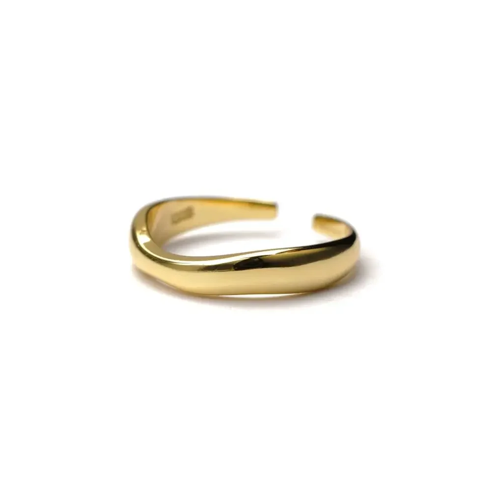 3pcs Stackable Resizable Stainless Steel Wave Cuff Ring Set