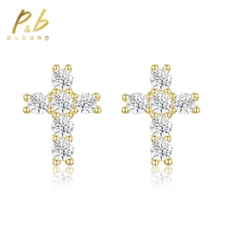 PuBang Fine bizuteria 925 Sterling Silver GRA All Moissanite Diamond Hip Hop Rock Cross kolczyki dla kobiet prezent dla mężczyzny sprzedaż hurtowa