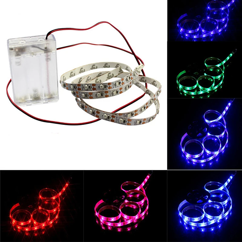 Luz LED con caja de batería de 4,5 V, luz con Panel desnudo, tira de luces para caja de batería móvil de 60 luces con fondo de TV