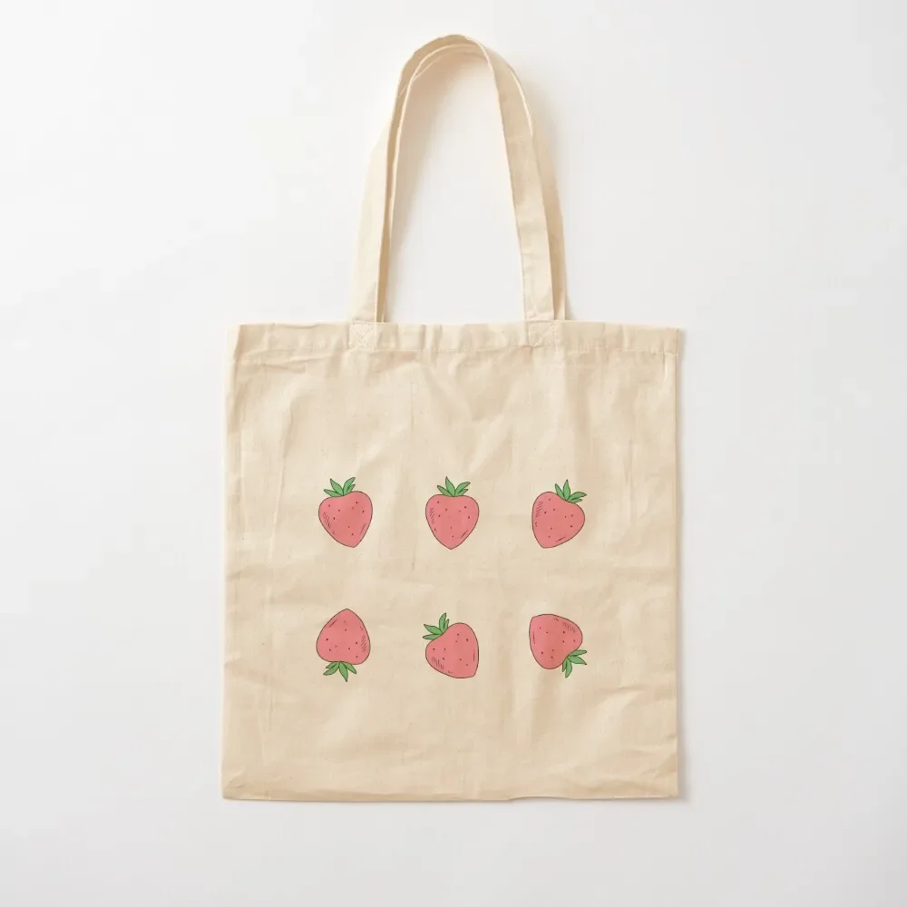 

Cute Pastel Pink Aesthetic Strawberry Pattern Tote Bag women bag eco pack Tote Bag