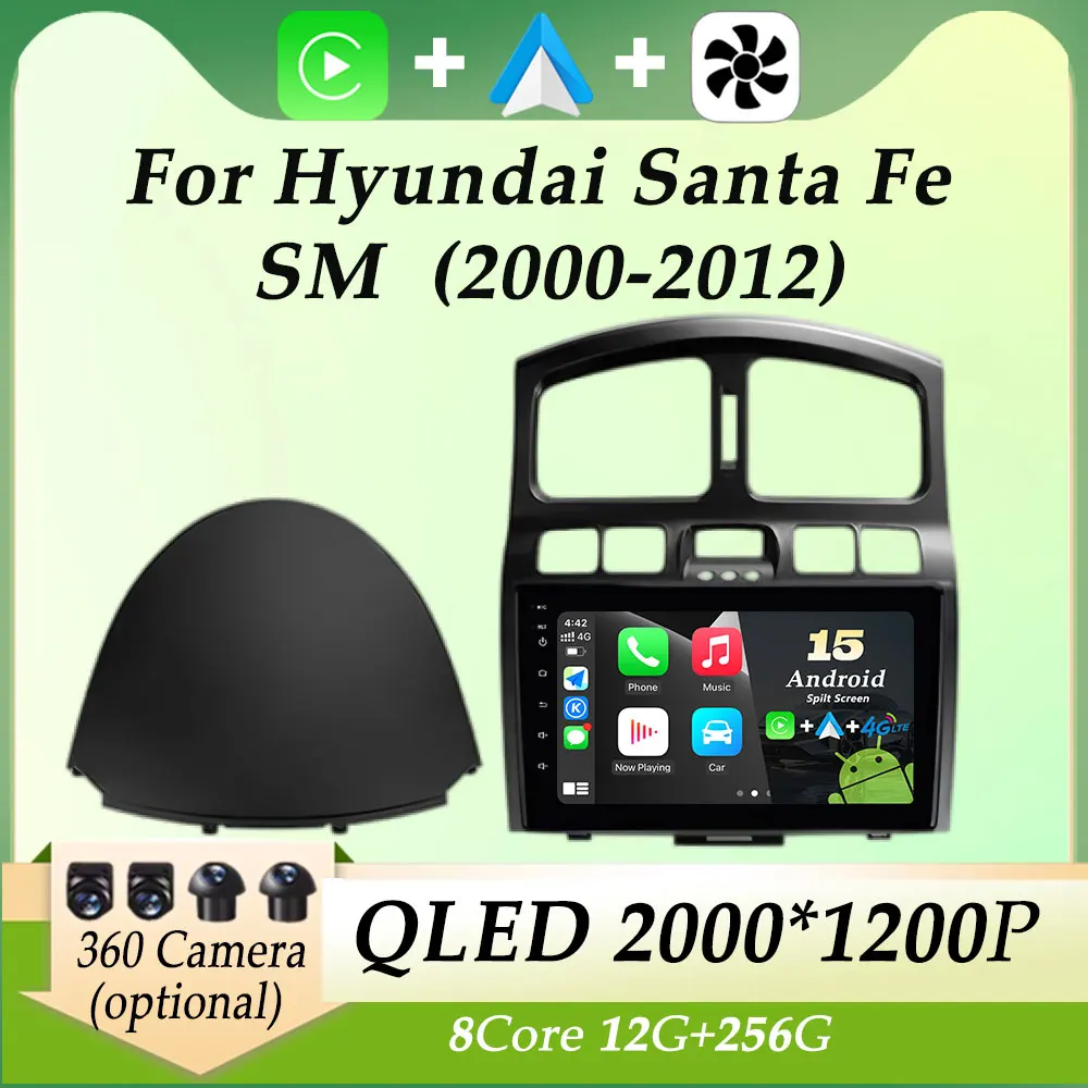 

For Hyundai Santa Fe SM 2000 - 2012 Car Radio Video Multimedia Player No 2 din Carplay Android Auto GPS Navigation Split Screen