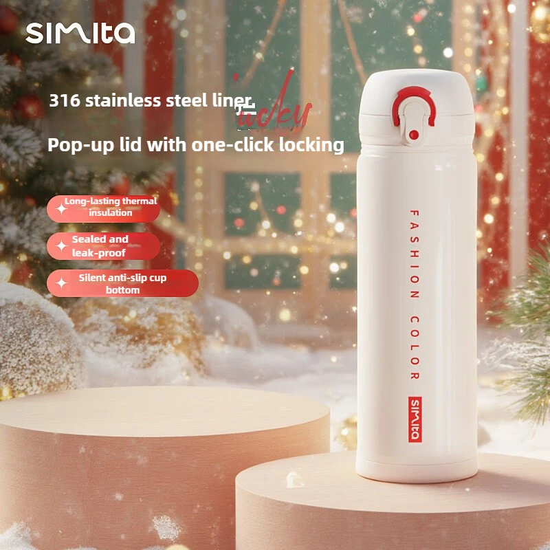 

1PCS Thermos Cup 316 Stainless Steel Bouncing Cup Portable Fashion Women Wholesale Couple Gifts Portable Coffee Cup