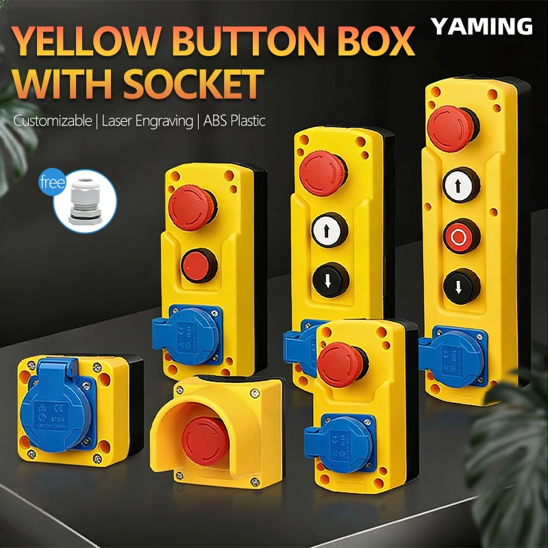 Waterproof Lift Inspection Box With Emergency Stop, Start Stop Push Button Switch & Socket Elevator Maintenance Control Box