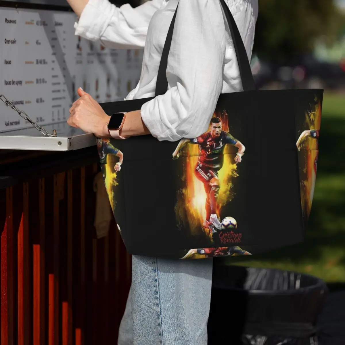 Ronaldo Wallpaper Cr7 Beach Tote Bag Sport Gym Yoga Duffle Large Tote Bag Women Travel Bag Fitness bag