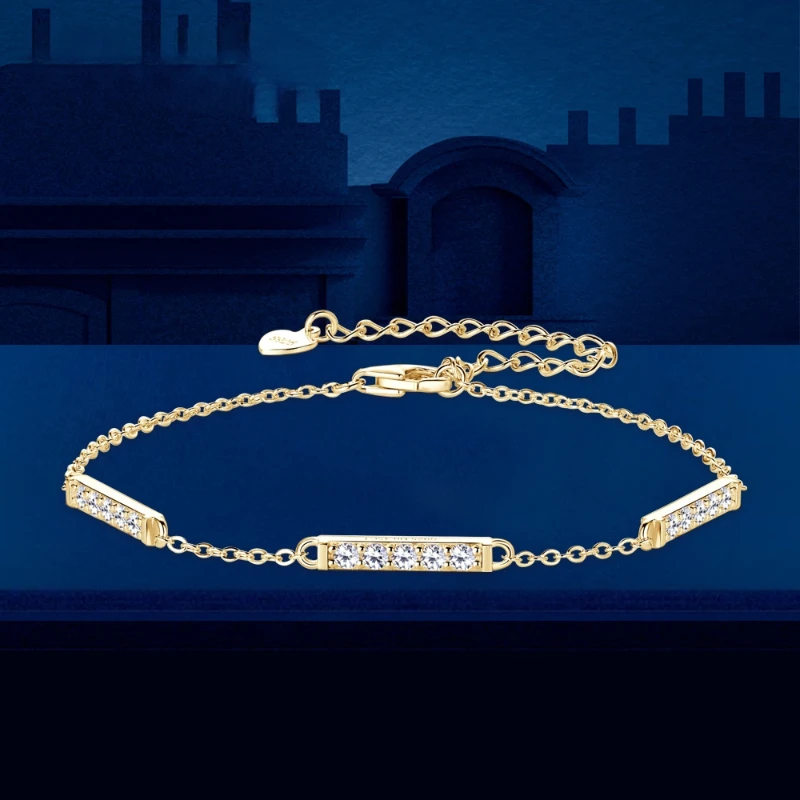 

All Moissanite Bracelets for Women 2mm 0.45ct Round Lab Diamond S925 Sterling Silver Adjustable Chain Bracelet GRA