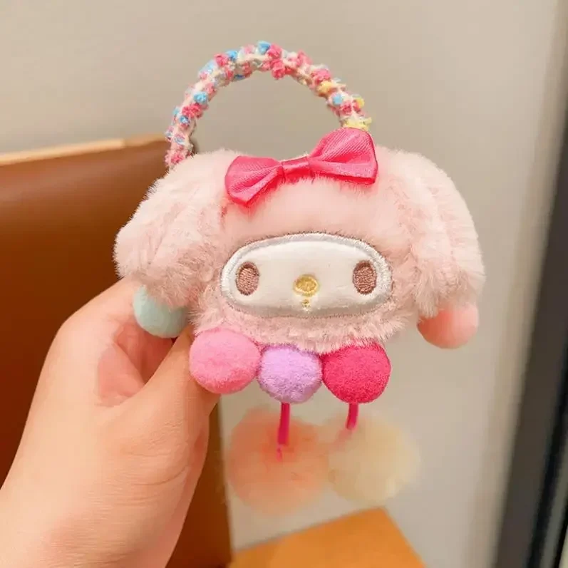 Sanrio laços de cabelo dos desenhos animados scrunchies elásticos headwear crianças bonito pelúcia elástico faixas de cabelo para meninas acessórios para o cabelo