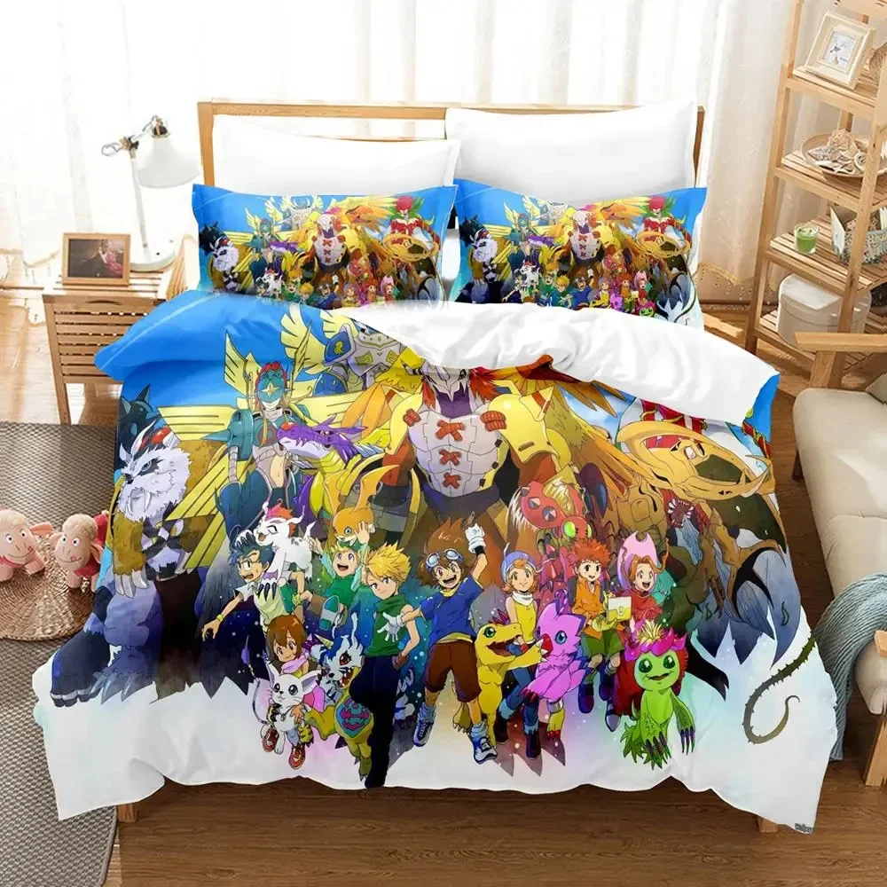 3D Print Anime Digimon Adventure Bedding Set Duvet Cover Bed Set Quilt Cover Pillowcase Comforter king Queen Size Boys Adult