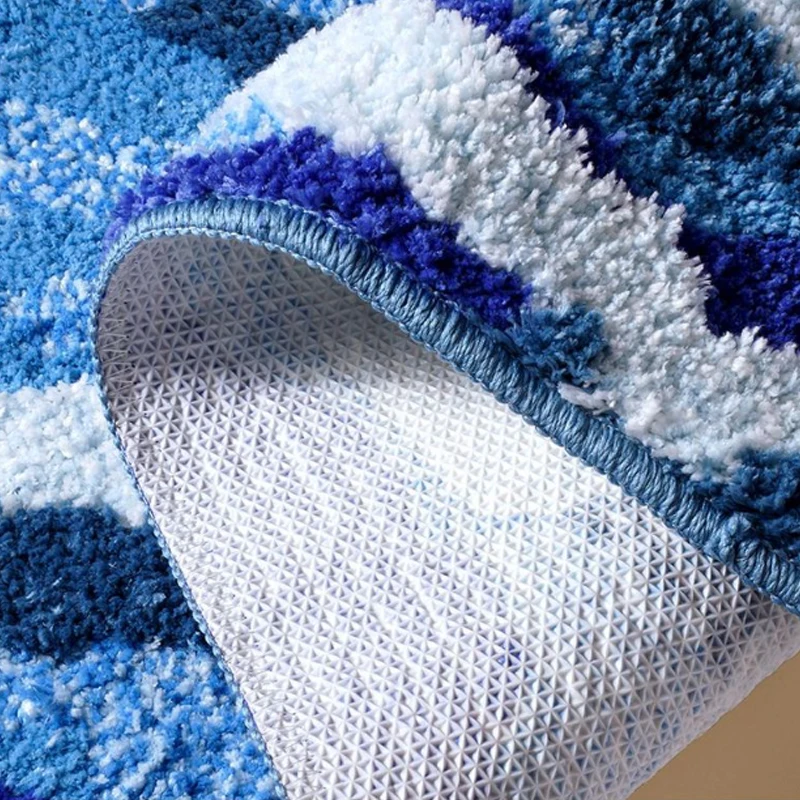 

High-End Luxury Soft Fluffy Plush Seaside Wave Girls Bedroom Carpet Anti-Slip Easy Clean Bedside Floor Mat Cute Children's Decor