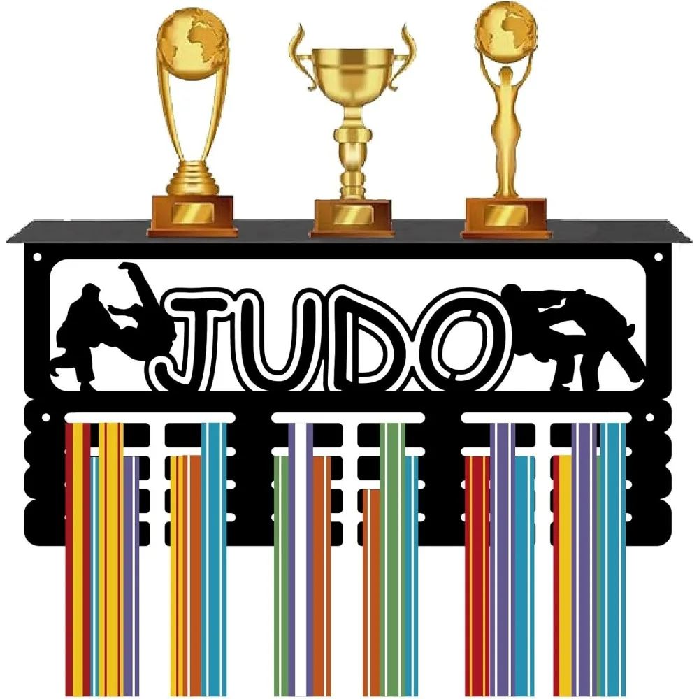 

Держатель для медалей дзюдо, вешалка для медалей, дисплей с полкой для трофеев, настенное крепление, крючки для стойки, железная рама, вешалки для спортивных медалей, органайзер