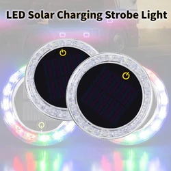 터치식 태양열 충전 RGB LED 경고등 바, 자동차 트럭 버스 야간 안전 자동 사이드 테일 라이트 깜박이 램프, 와이어링 없음