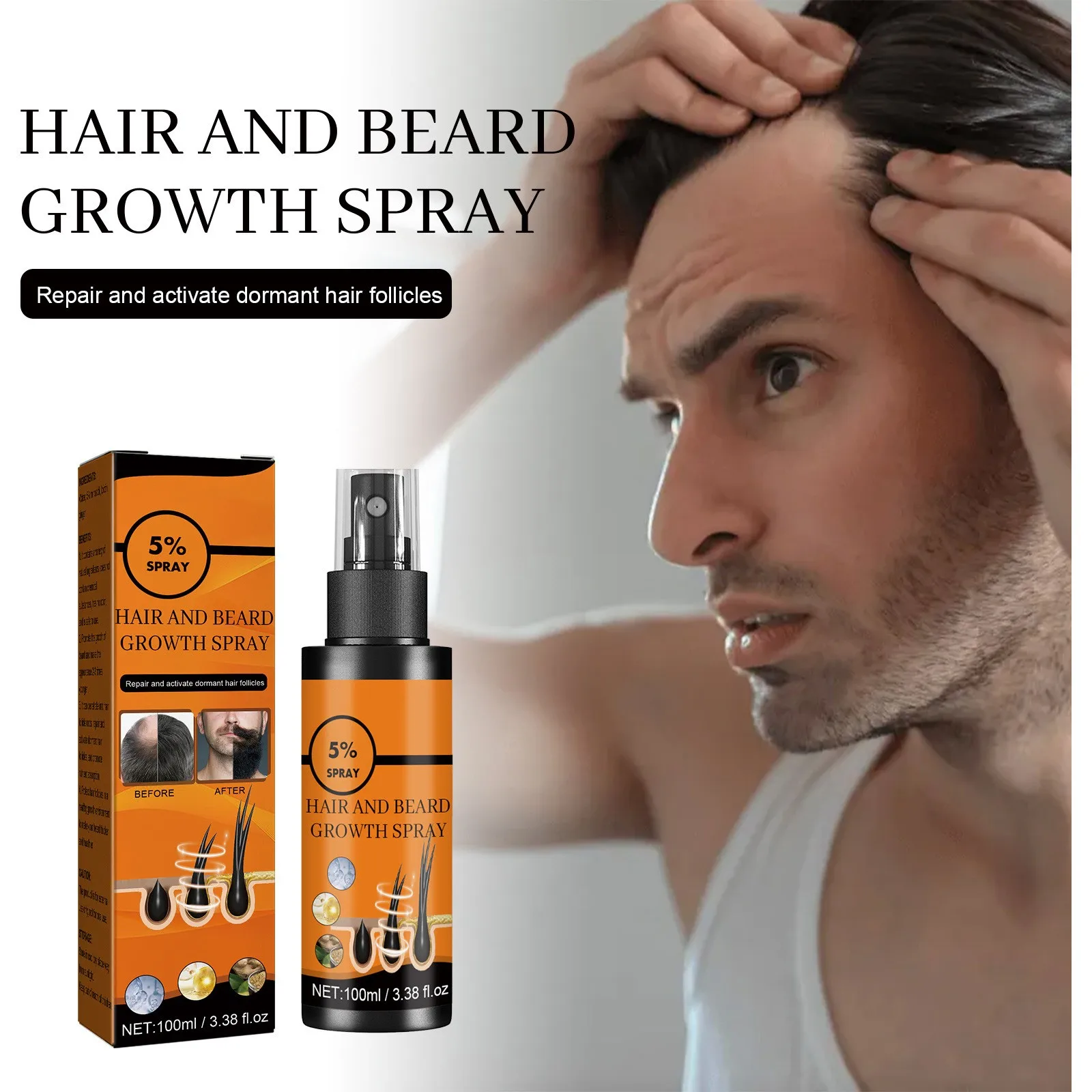 2024 New Hair Growth Spray Promote Hair Growth Nourish Scalp Hair Growth Spray Hair Growth Spray 100ml/3.38fl