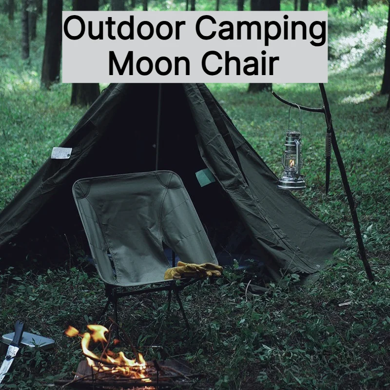 Portable Aluminum Folding Camping Chair Tactical Moon Chair Lightweight Outdoor BC Foldable Chair Load 120kg with Molle Pockets