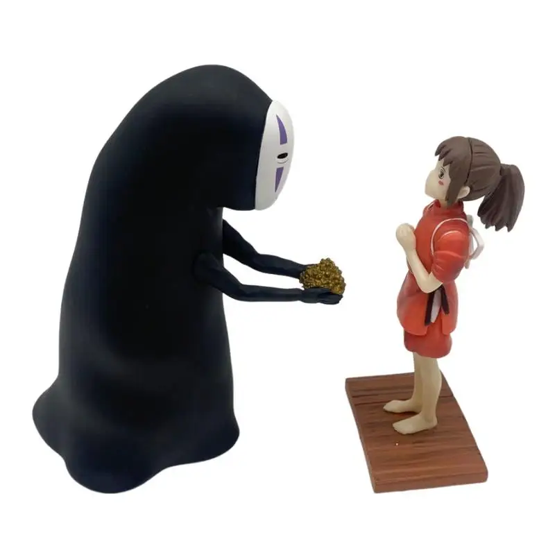 Mini Anime Statue Cute Gils Figures With Faceless Man Collectible Faceless Man Figurine Doll Toys Home Decoration accessories