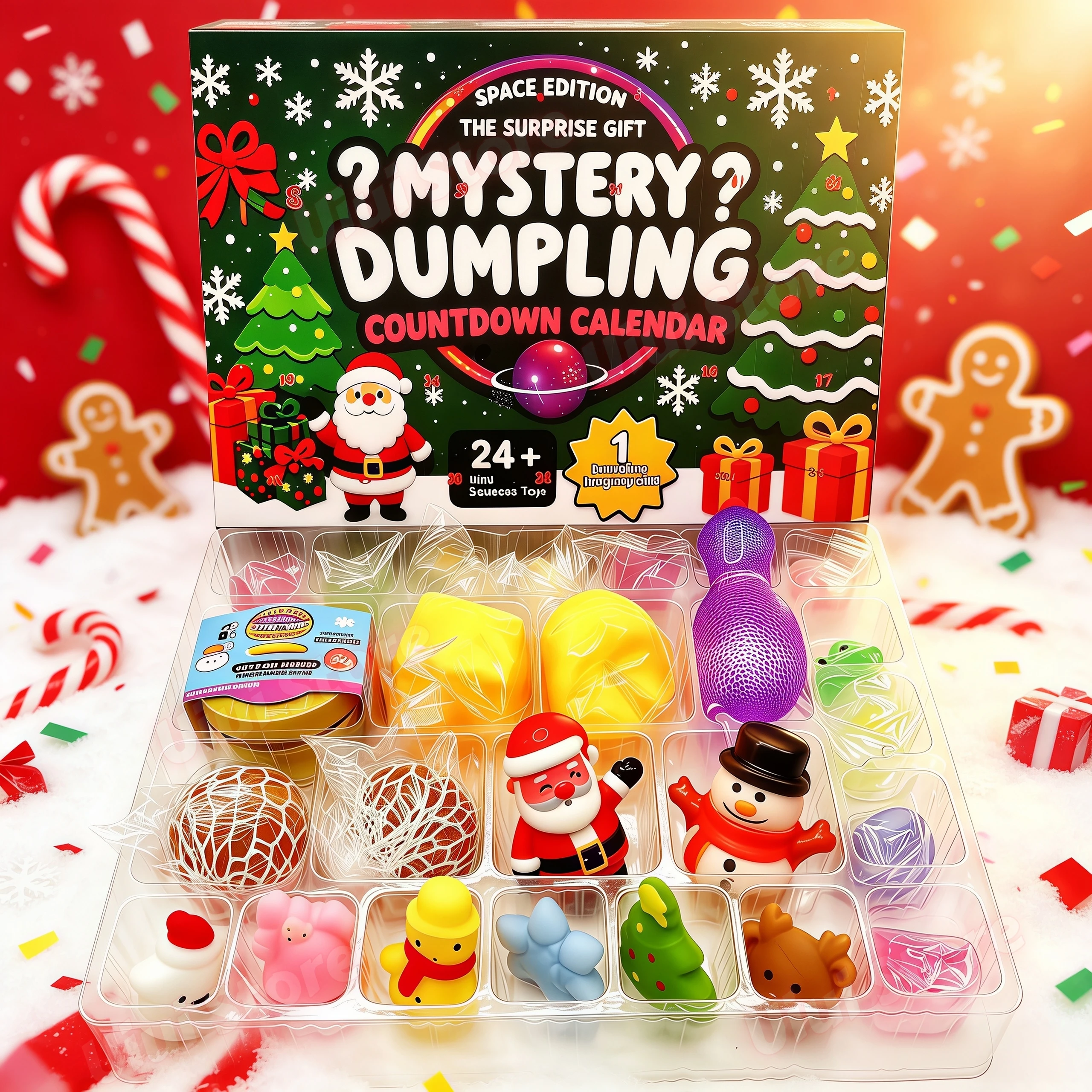 Weihnachts-Squishy-Adventskalender 2026 24-Tage-Countdown Dumpling Squishy Stressabbau Fidget Heimdekoration Überraschungsgeschenkbox – Detail 2