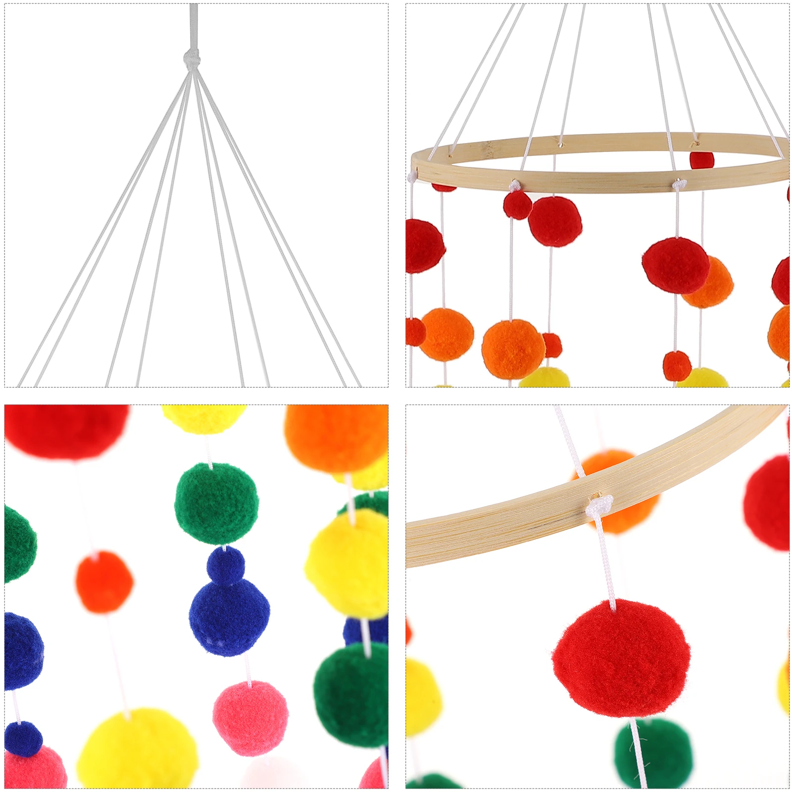1세트 볼 베드 벨 아기 침대 펜던트 장식용 풍경종 나무 PP 소재 가정 사무실 자동차 장식 사진 소품
