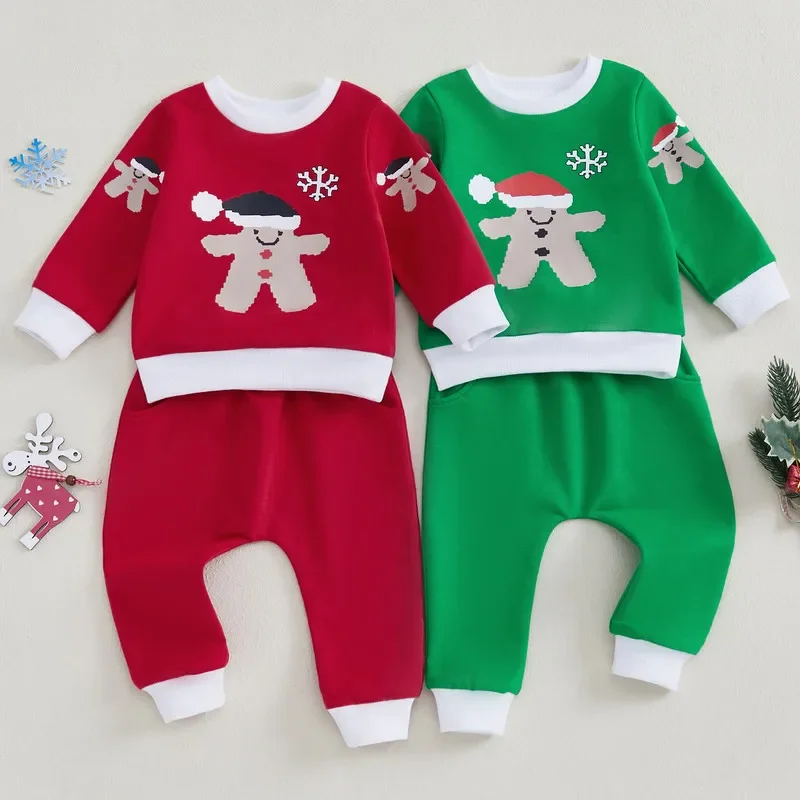 Baby Girl 2Pcs Christmas Spring Autumn Clothes Long Sleeve Sweatshirt + Contrast Color Pants Set