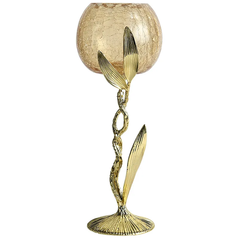 

Nordic light luxury gold torn twist glass wine glass candlestick household candlelight dinner romantic candle living room