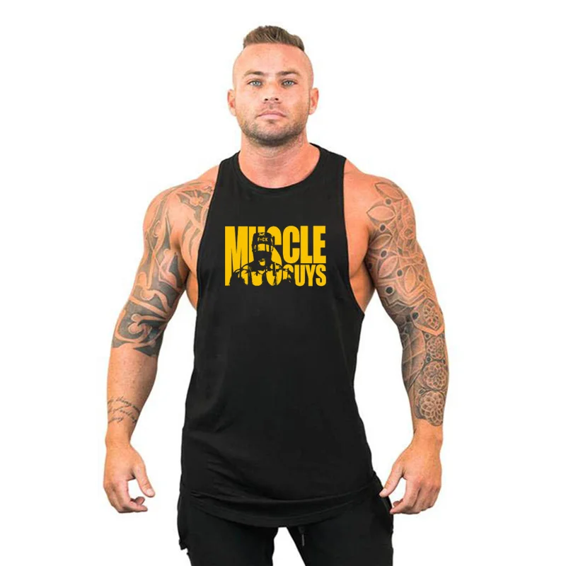 

Мужская удобная футболка без рукавов Muscleguys для бега и фитнеса, модная дышащая свободная майка для занятий спортом на открытом воздухе