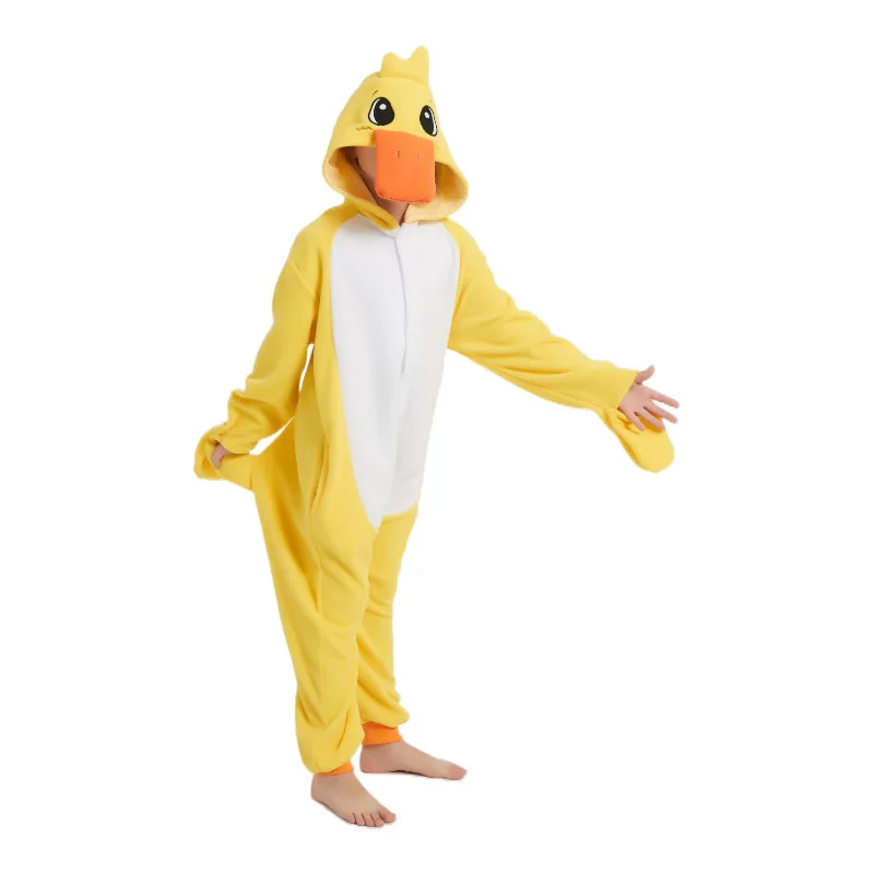 

Kids Cute Yellow Duck Cartoon Cosplay One Piece Pajamas Child Animals Halloween Girls Kigurumi Anime Hooded Pajamas