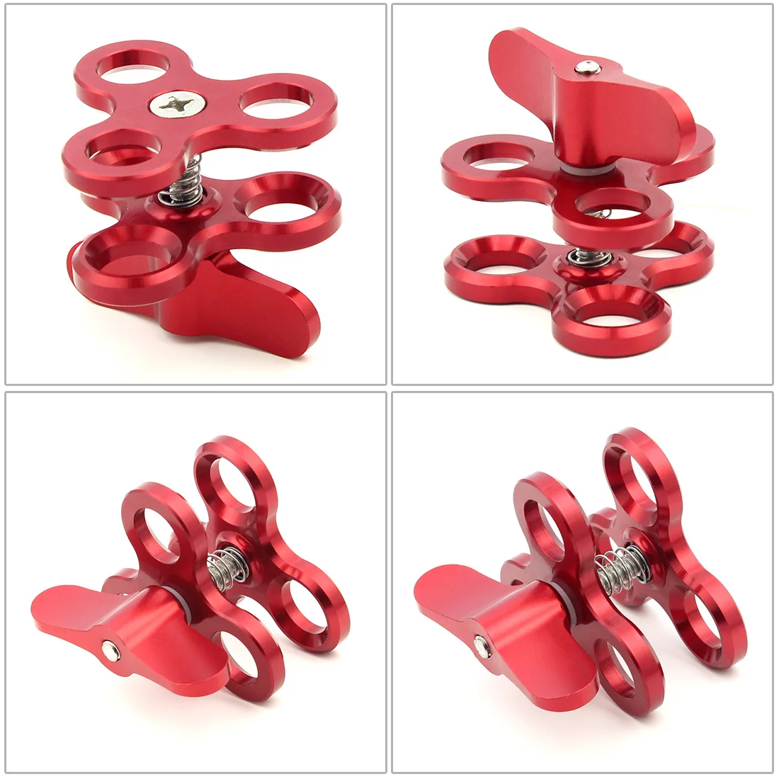 Dreifach-Schmetterlings clip 1 "Kugelkopf-Befestigungs halterung für Gopro 13 Insta360 x4 Tauch schale Ring Licht kugel klemme Stativ kugel adapter – Detail 28