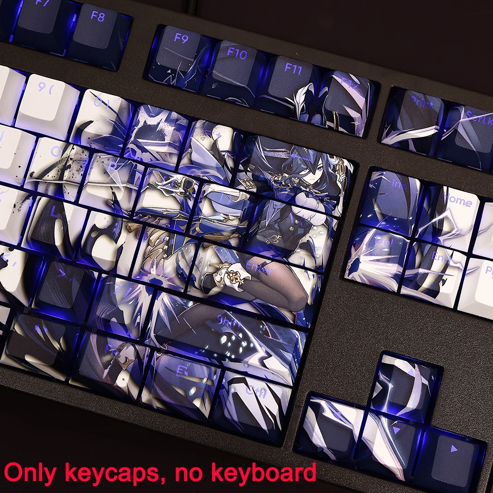 108 Keys genshin impact keycap clorinde keycaps PBT Dye ซับเบดเชอร์รีแบ็คไลท์คีย์อนิเมะสำหรับ ANSI 61 87 104รูปแบบ108