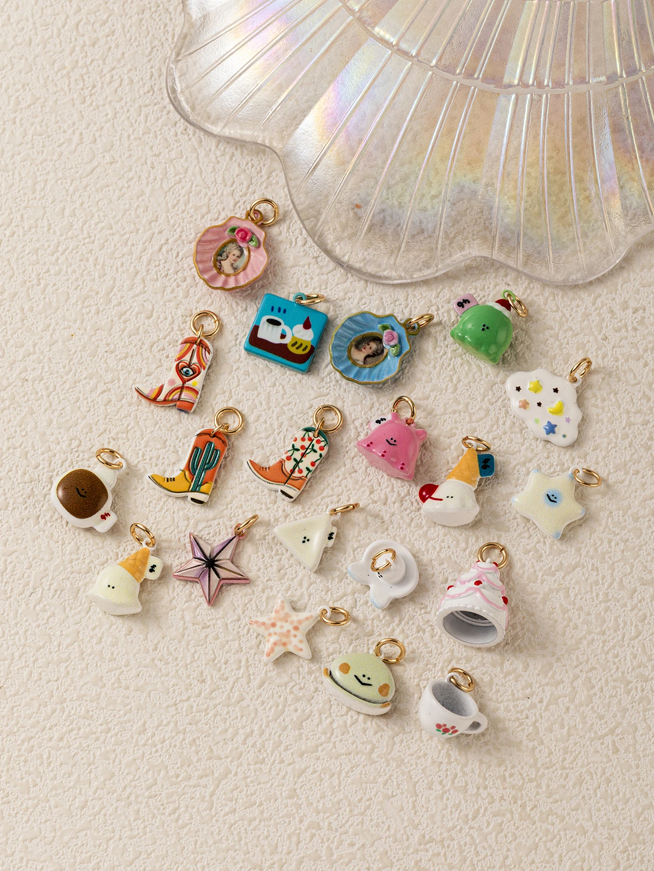 Modische Süße Niedliche Personalisierte Stern-Wolken-Muschel-Kuchen DIY Anhänger Charms für Schmuck – Detail 2