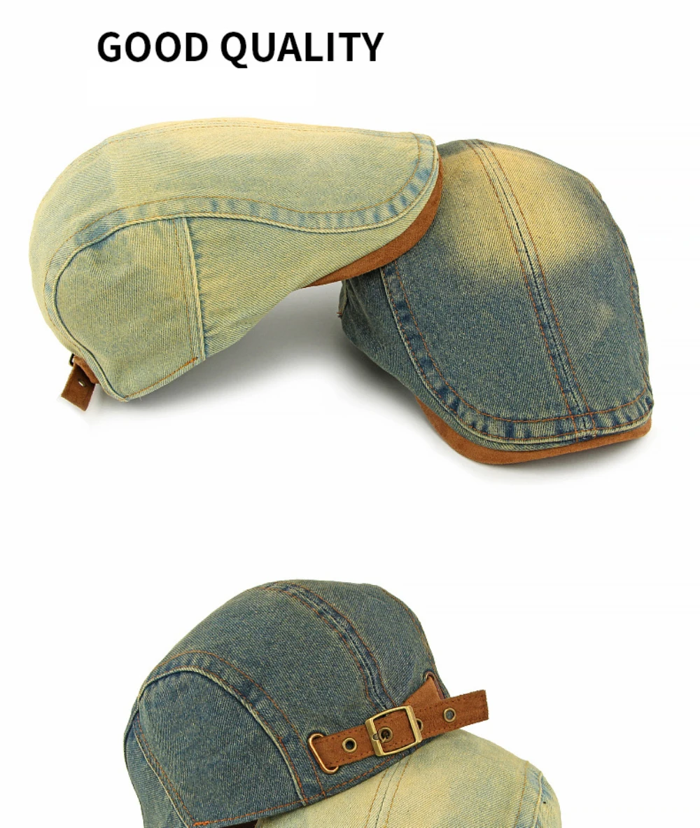 HT5042 Baskenmützen für Männer und Frauen Vintage Künstler Maler Baskenmütze Neue Frühling Sommer Herbst Ivy Flachmütze Herren Damen Denim Baskenmütze – Detail 4