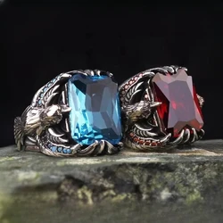 CHUANGCHENG Personality Fashion Men's Domineering Retro Eagle Wings Men Jewerly  Gemstone Rings Size 7-13