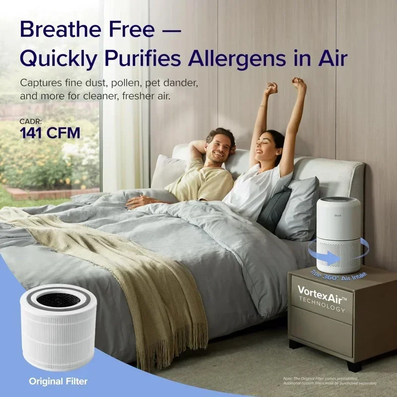 QWLEVOIT Air Purifier for Home Allergies Pets Hair in Bedroom,Covers Up to 1095 Sq.Foot Powered by 45W High Motor,3-in-1