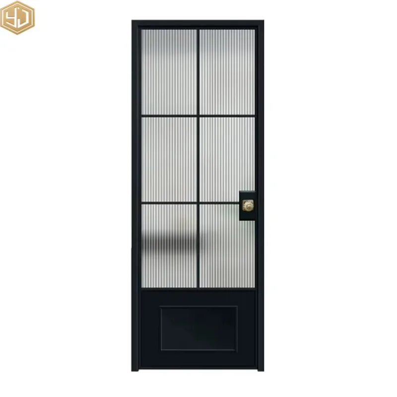 Modern Design Aluminum Alloy Waterproof Manual Finished Interior Entry Door With Arc Design For Kitchen Use