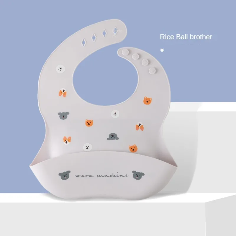 New Cute Cartoon Printed Waterproof Baby Silicone Bibs Girl Boy Infant Adjustable Steric Children Bib Feeding Stuff Tableware